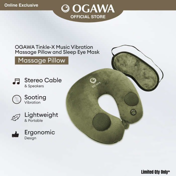 OGAWA Tinkle-X Music Vibration Massage Pillow and Sleep Eye Mask (Green)*